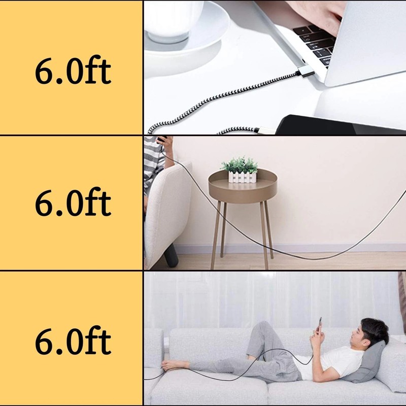 5-Pack 6FT Nylon Braided USB-C Cables – 3A Fast Charging for Samsung Galaxy gallery