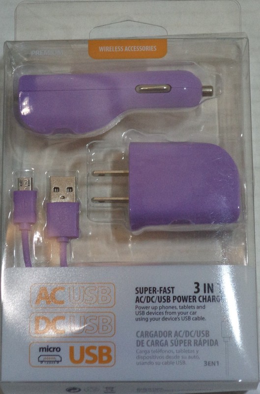 Reiko 3-In-1 Charger Android Data Cable Micro USB For Samsung Galaxy Color Purpl