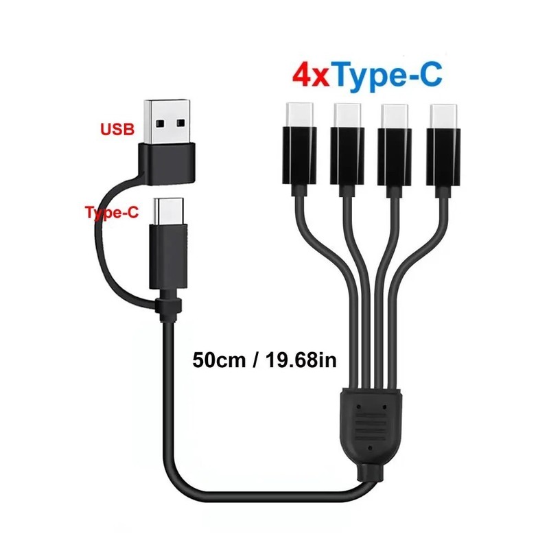 4 in 1 USB A to USB C Multi Charging Cable Micro USB Type C Splitter 5V gallery