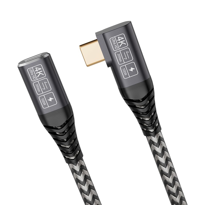 USB 3.2 Extension Cable 1.65FT, Short USB-C Extension Cable, Right Angle Male...