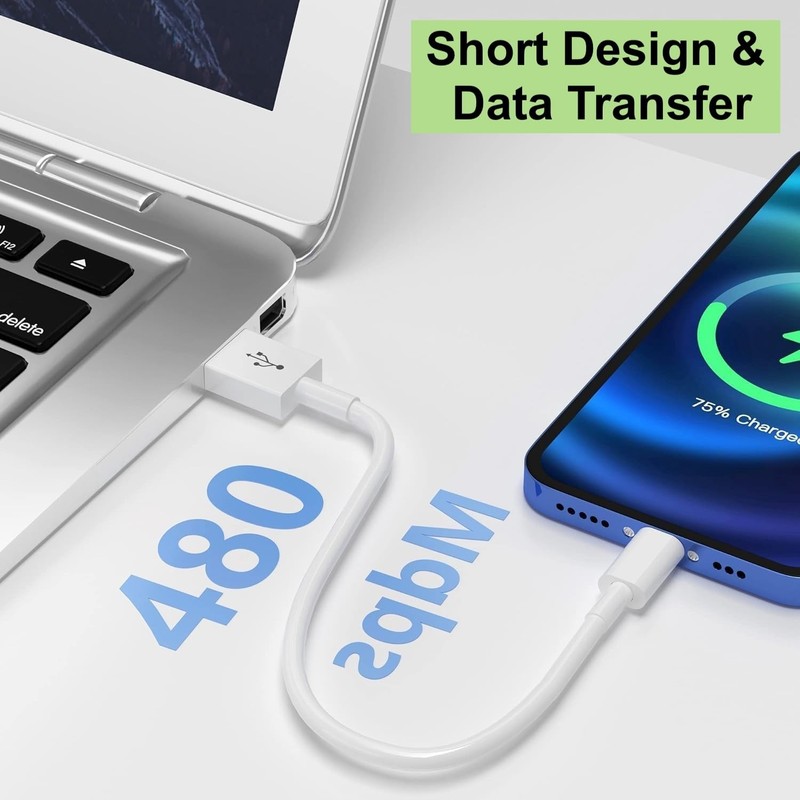 Short iPhone 15/16/17 CarPlay Cable 1.15ft [2-Pack] – USB A to USB C Fast Char gallery