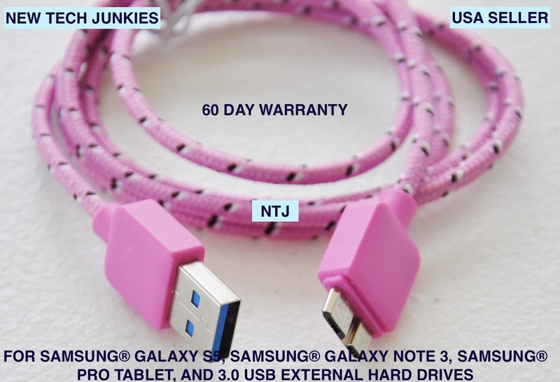 Braided 3.0 USB data power cord Charger Cable For Samsung Galaxy S5 Note 3 N9002