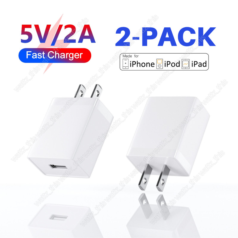2 Pack 5V 2A USB Port Jack Wall Charger 5 Volt v 2 Amp AC to DC Power Adapter US