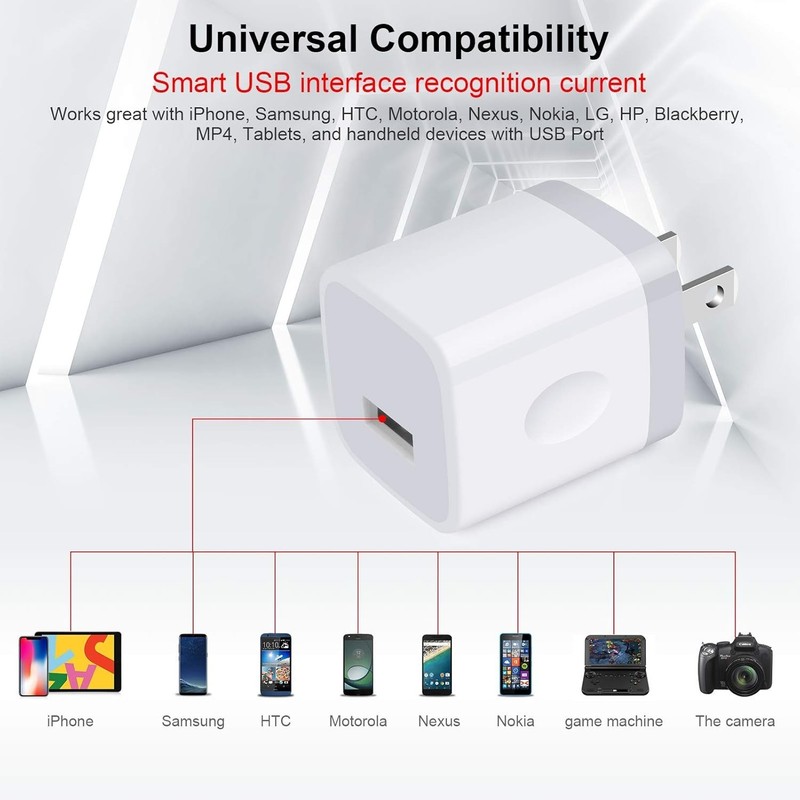 USB Block Charger Charger Brick for iPhone Charging Box 3 Pack Home Travel USB gallery