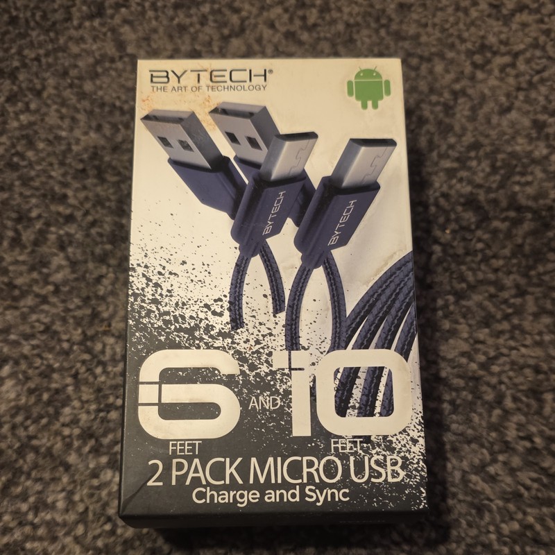 BYTECH 6FT & 10FT Andriod 2 pack Micro USB Charge and Sync Cable