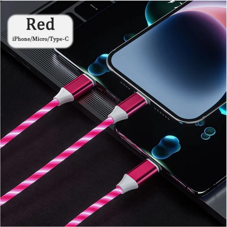 3 in 1 LED Light Glowing Charging Cable 3A Micro USB C Type C gallery