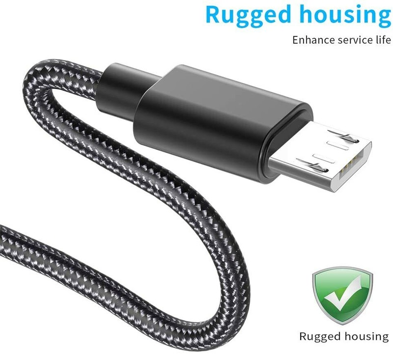 Pack of 2 Charger Android Micro USB(6FT/2m) Nylon Braided Fast Charging Cables