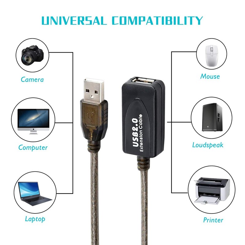 30ft USB 2.0 Type A Male to Female Active Repeater Extension Cable 480 Mbps gallery