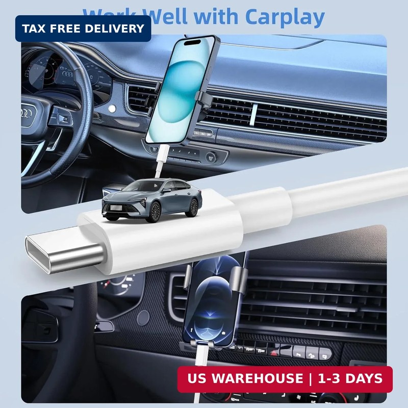 USB to USB C Cable, 2Pack [3FT+6FT] Car Carplay Charging for iPhone 17 Charger C gallery