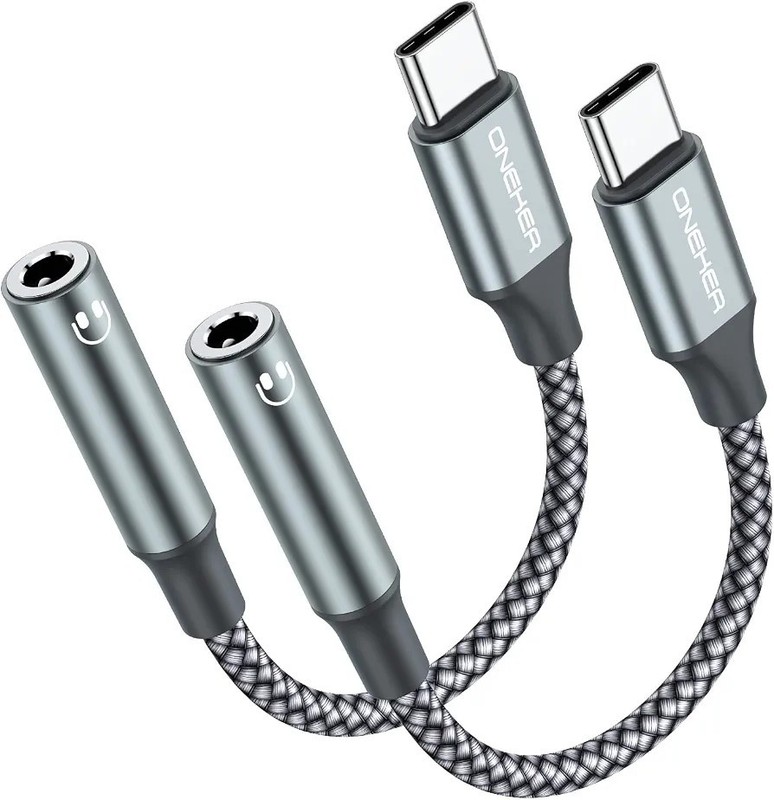 OneKer USB Type C to 3.5mm Headphone Jack Adapter, (2-Pack) USB C to Aux Female