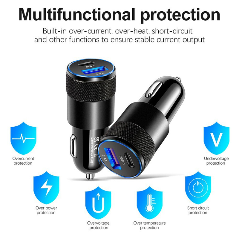 30W Car Charger Type C Fast Charging for IPhone 14 Samsung Google Android Phone gallery
