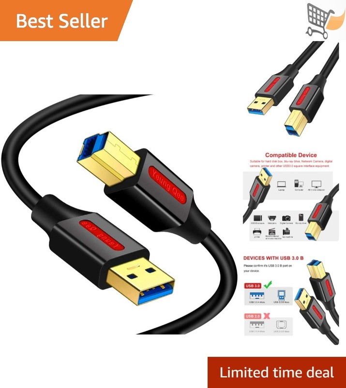 USB 3.0 Cable A Male to B Male 20 ft High Speed Data Transfer for Printers Ha…