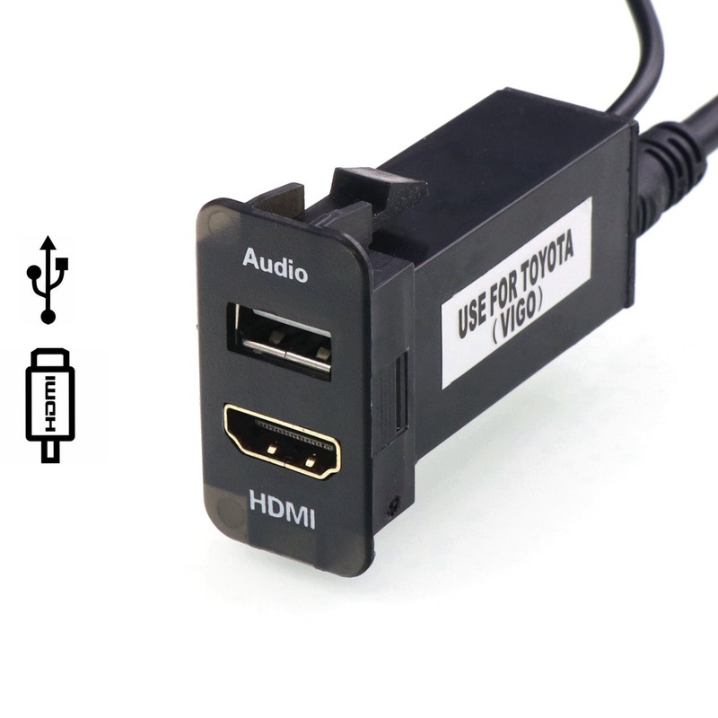 HDMI Socket Mount Cable +USB Audio Input Use for Toyota（Type B） 1.