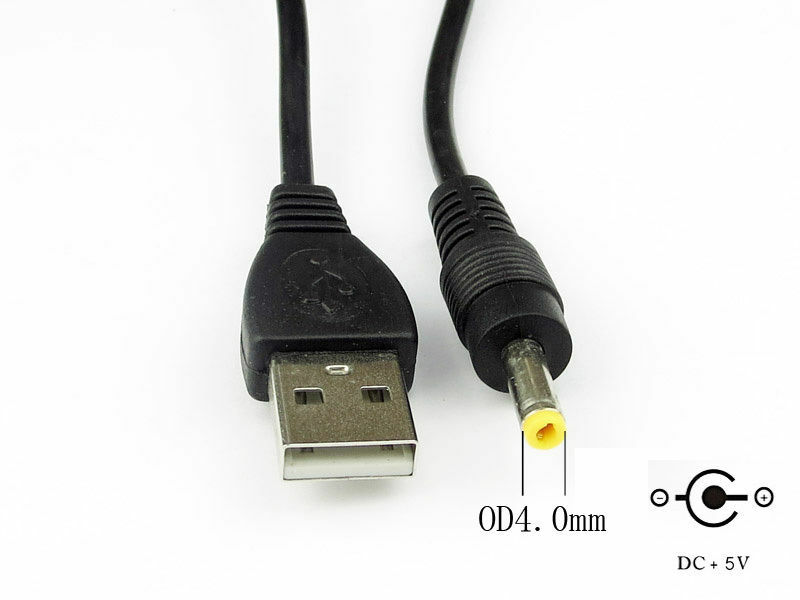 USB 2.0 A Male to DC 4.0mm x 1.7mm Power Cable 70cm Charging Cable Black gallery
