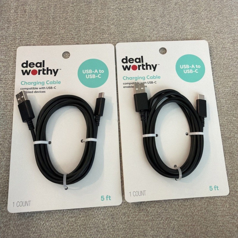 5' Lightning to USB-C Charging Cable - Dealworthy™ White Mfi Certified 2 Pack! gallery