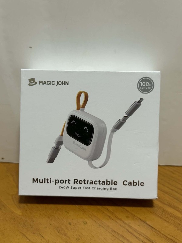 MAGIC JOHN 240W Multi Retractable USB C Cable 4-in-1 Super Fast Charging Box