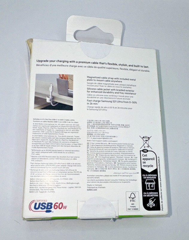 Belkin BoostCharge Pro Flex USB-C to USB-C White 60w 6.6ft Tangle Resistant gallery
