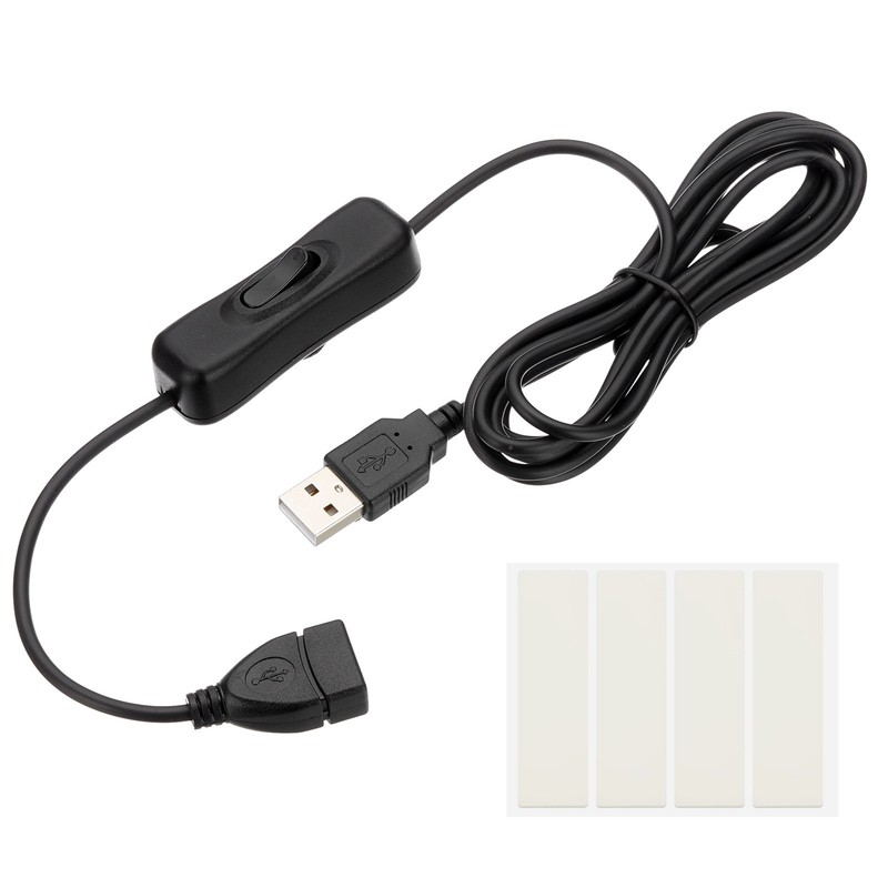 2M USB Male to Female Extension Cord with ON/Off Switch with Tape Black