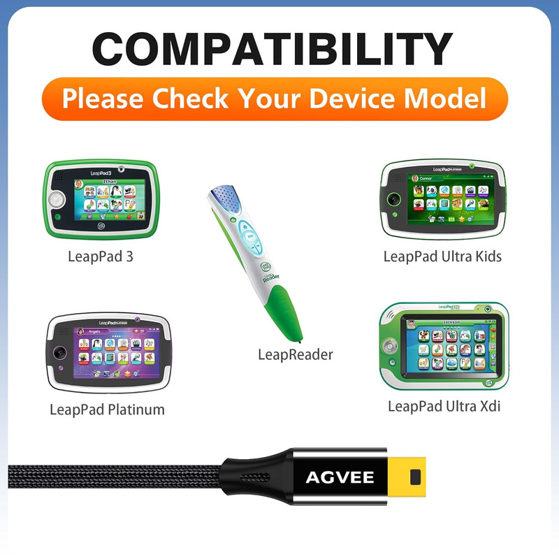 2 Pack 6.6Ft Mini USB Cable Replacement Charger Charging Cable Cord for Leapfrog gallery