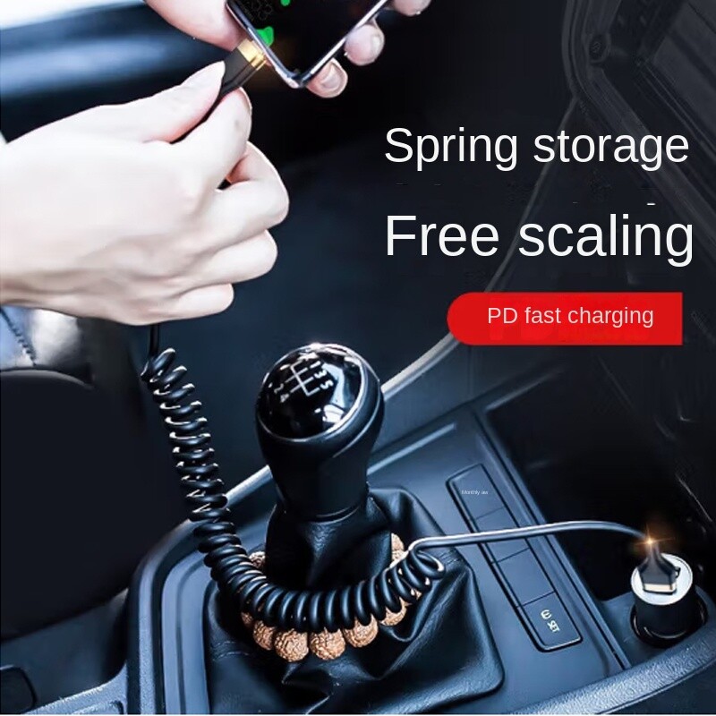 66W 5A Type C To Type C Cable Fast Charging Spring Pull Telescopic Cord Cable gallery
