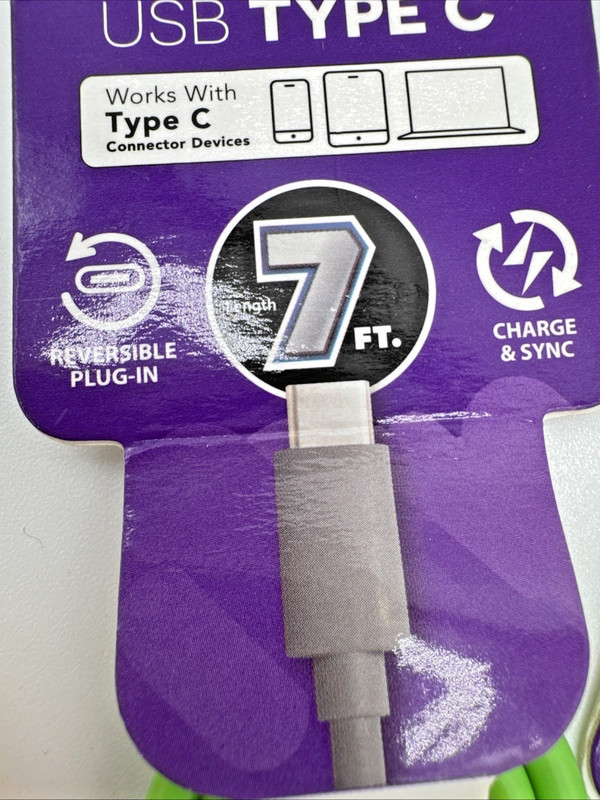 Set of 4-1-Red, Orange, Yellow, Green USB Type C Charge and Sync Cords NWT New gallery
