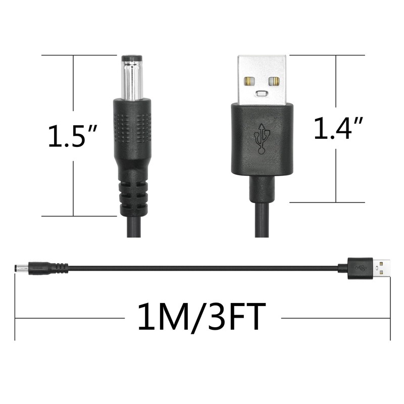 2Pcs USB to DC 5.5mm x 2.5mm Power Cord 3FT USB 2.0 A Male to DC 5.5mm x 2.5m... gallery
