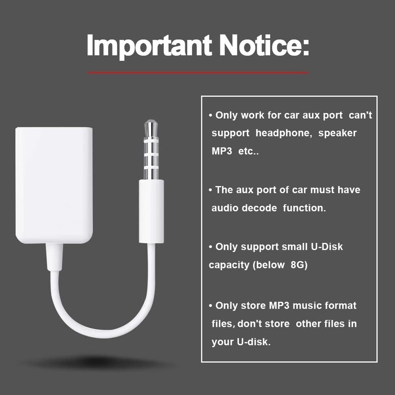 AUX to USB Adapter - Streamlined 3.5mm to USB 2.0 for Car MP3 Playback (2-Pack) gallery