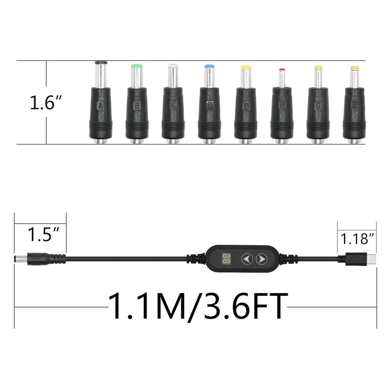 USB to DC PD Adapter Cable 3.6FT, 5V/9V/12V/15V/20V Multi-Voltage USB-Power C... gallery