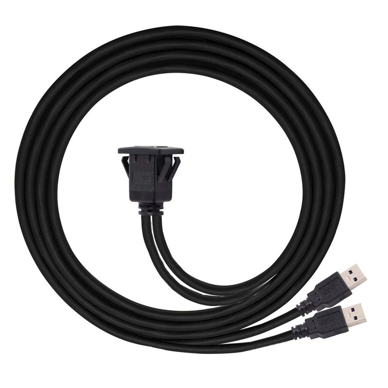 Waterproof Dual USB 3.0 Extension Latch Car Mount Flush AUX Cable Cord 1M gallery