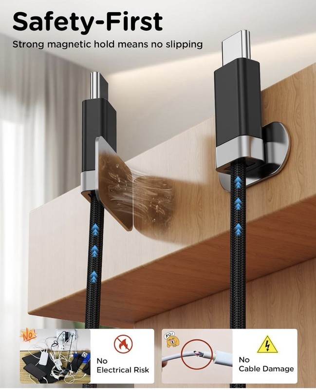 USB A to USB C Cable 3.3FT, Braided StayCable Built-in Magnetic Holder gallery