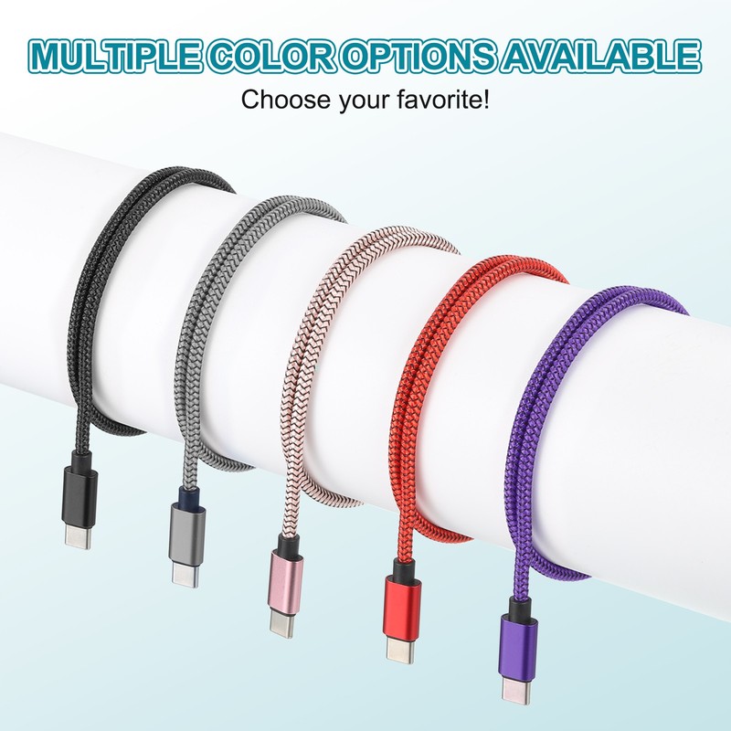 6.56ft USB Type C Charger Cable 2.4A Type-C Braided Charging Data Cord Silver gallery