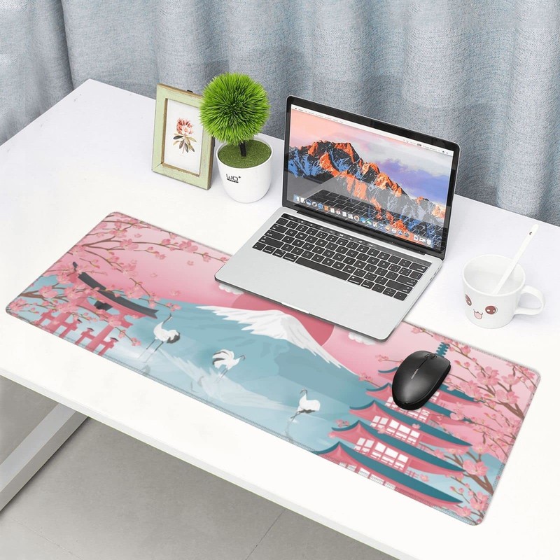 Japanese Ocean Waves Gaming Mouse Pad XL, Non Slip Rubber Base Mousepad, Stit... gallery