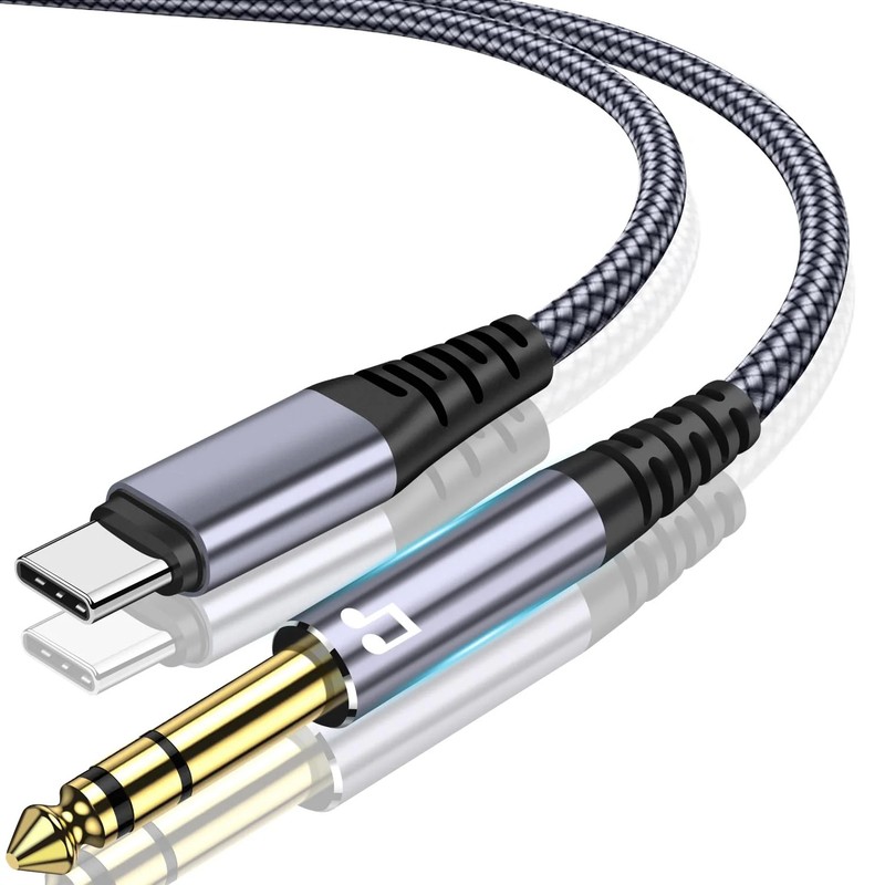 USB C to 1/4″ TRS Audio Stereo Cable 4FT Type C to 6.35mm 1/4 Male Aux Audio
