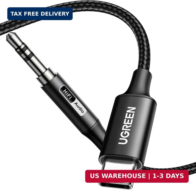 UGREEN USB C to Aux Type C to 3.5mm Audio Adapter Hi-Res 32bit/384KHz Stereo Cor