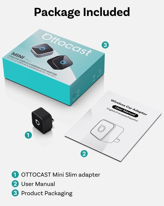 Mini Cube 3.0 USB C Wireless Carplay & Android Auto Adapter 2026– Plug & Play, F gallery