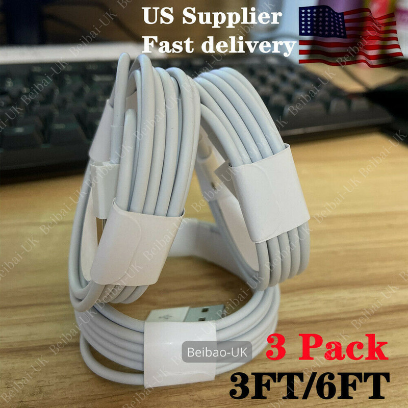 3 Pack USB Charger Cable 3Ft/6Ft For iPhone 12 11 X 8 7 6 5c Charging Data Cord