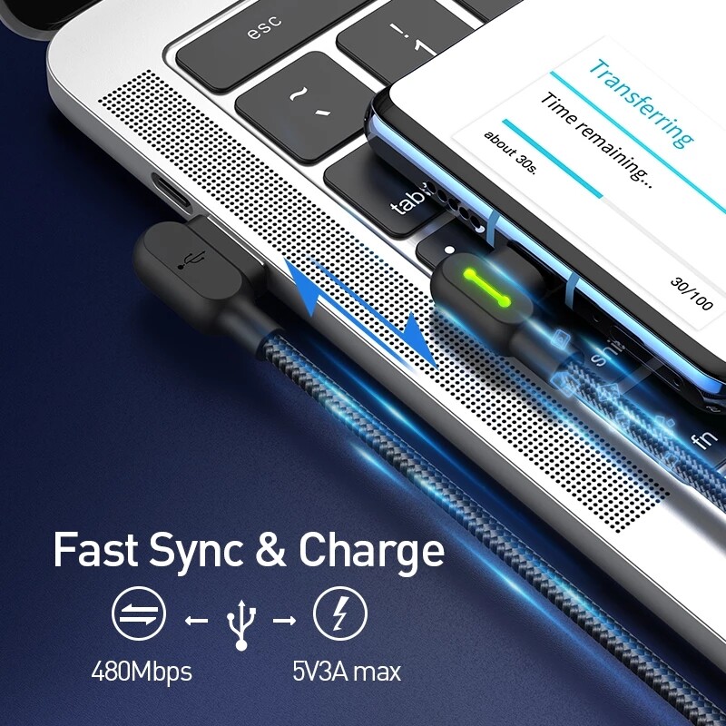 MCDODO 90° USB Type C USB C Fast Charger Cable Data Cord For Samsung Huawei OPPO gallery