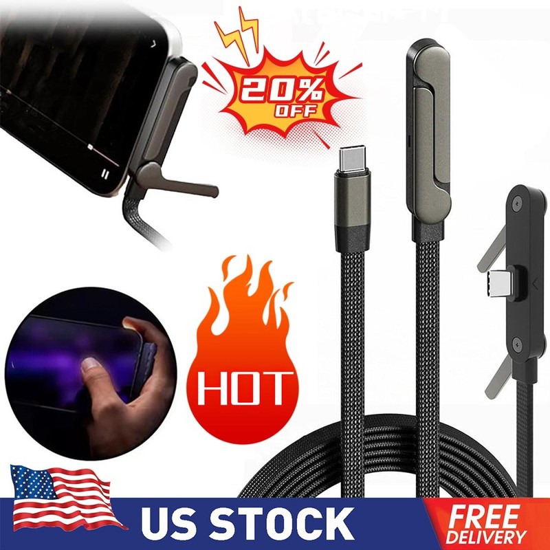 240w Fast Charging Foldable Bracket Data Cablewith Built-in Holder Black HO T