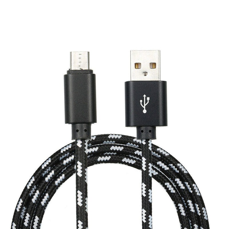 (1x) Black Braided 10ft USB Cable Rapid Charger Sync Wire Data Sync (FVS025804)