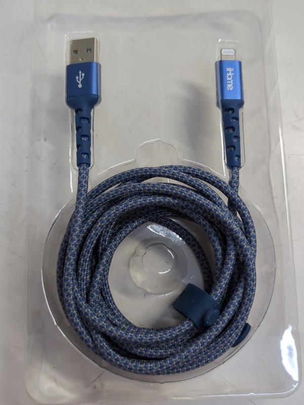 iHome Nylon Braided Strain Defense Fast Charging USB Cable 10 ft Blue gallery