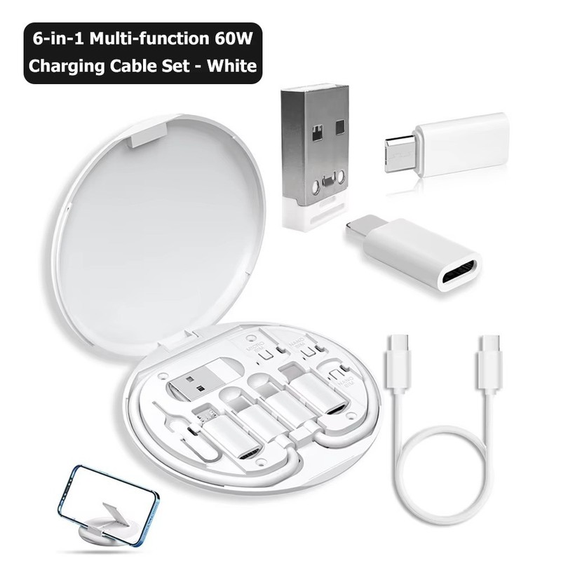 60W USB C Fast Charging Cable Set Travel Storage Box Phone Holder Adapter Kit