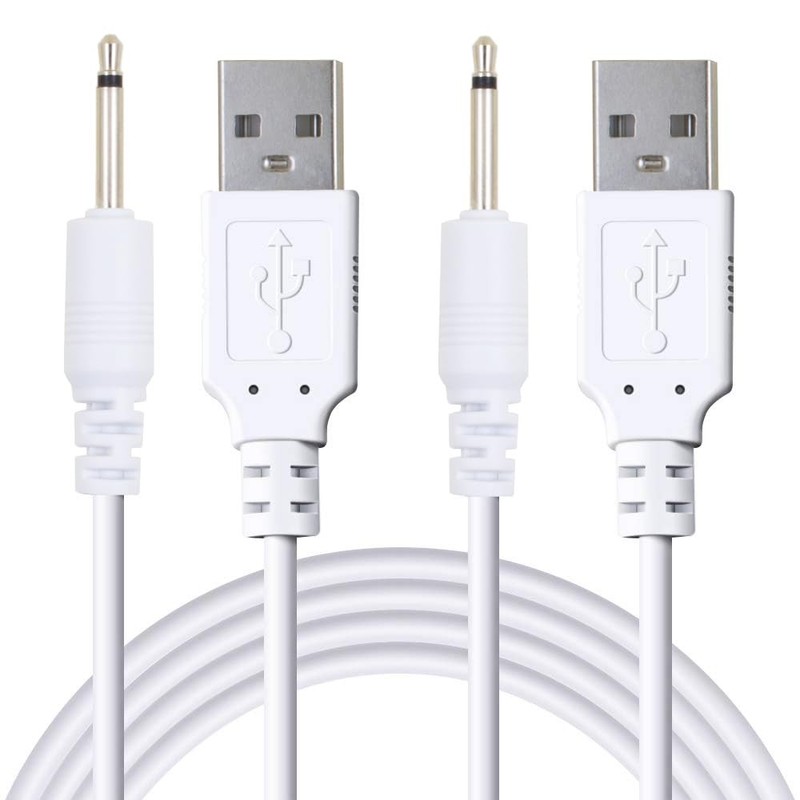 YiKaiEn 2 Pack 2.7ft USB to DC 2.5mm Fast Charger Cable, 2.62 feet, White