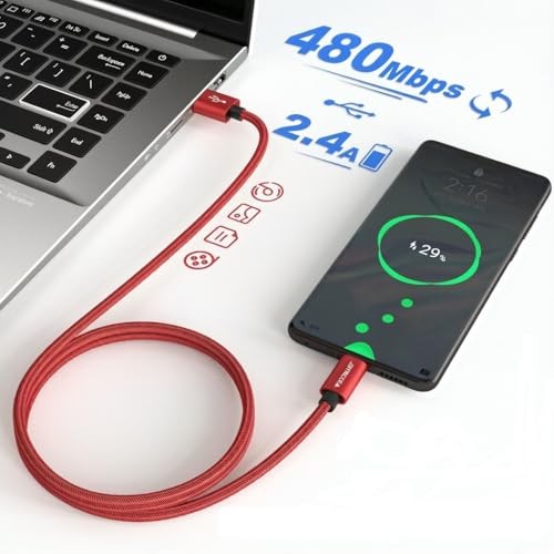Bynccea USB Cable C to USB A 10ft-5 Red/Blue/Purple/Orange/Light Green*10ft gallery