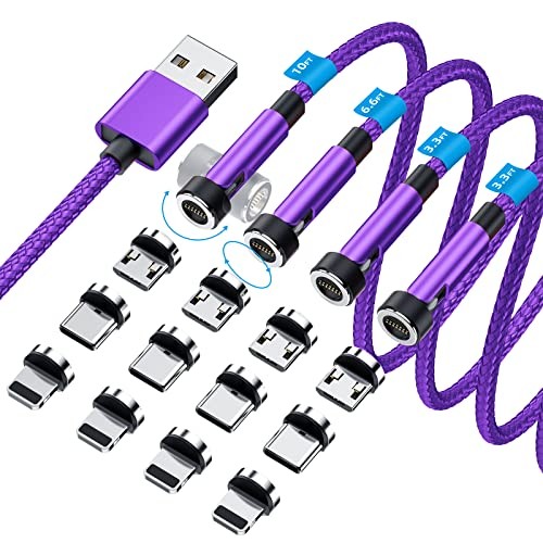 540° Rotation Magnetic Charging Cable - 3 in 1 Magnetic Phone Charger - Purple gallery