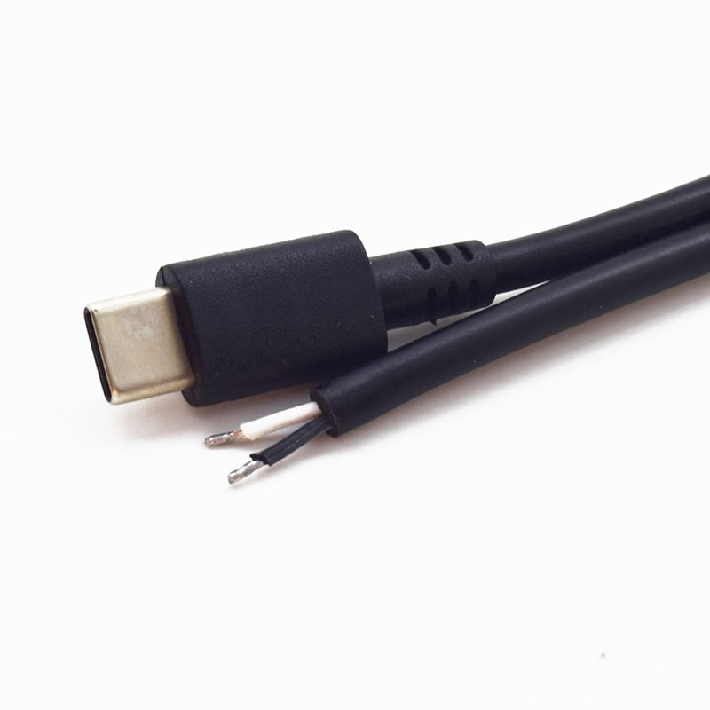 2Pack 1M/3.3Ft USB C Power Pigtail 2 Cable 22AWG 3A 12V Type C USB Male Plug to gallery