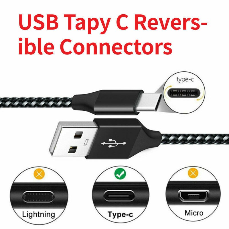 Braided USB C Type-C Fast Charging Data SYNC Charger Cable Cord 3/6/10FT Lot gallery