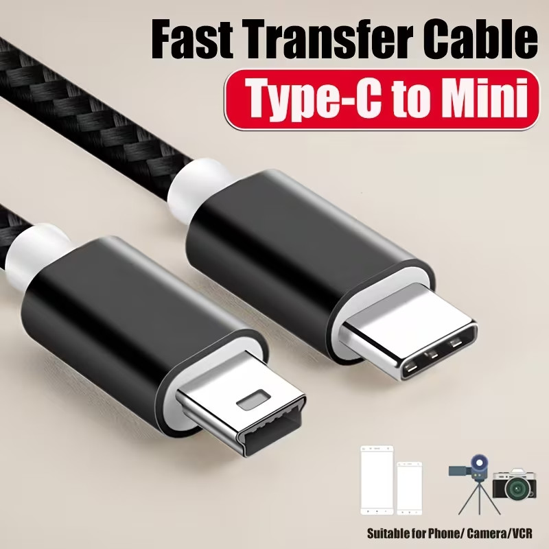 Usb-c to Mini USB Cable, type-c to Mini-b Charging Cord Compatible GoPro Her