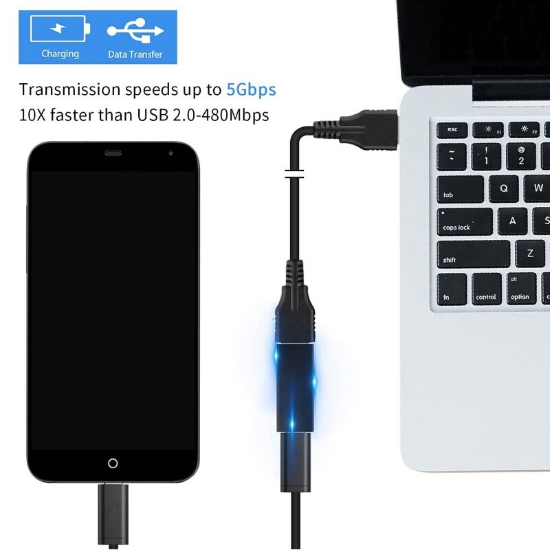 USB Type C 3.1 Female to 3.0 A Female Data Sync Charging Adapter Connector 2pc gallery