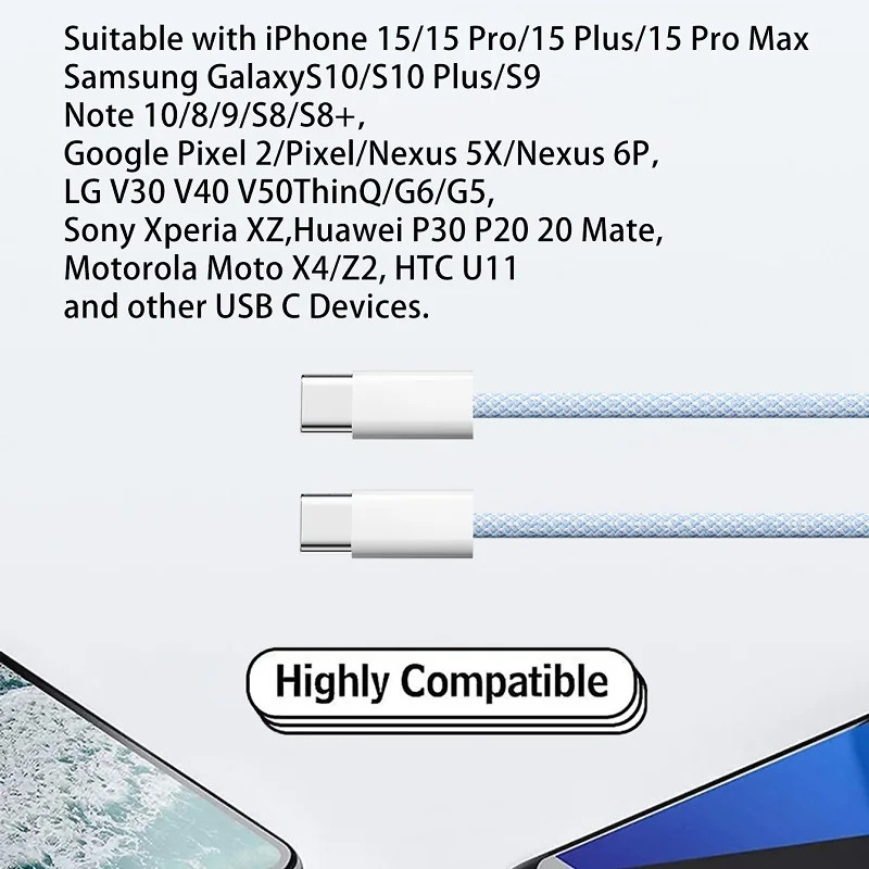 iPhone 15 16 17 Air Pro Max USB-C to C Cable PD Fast Charger Type C Cord 60W lot gallery