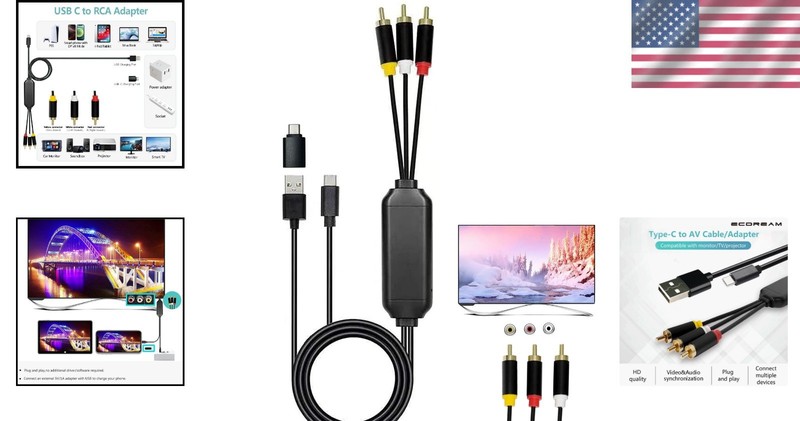USB-C to RCA 6FT Cable Adapter with Power Options for Stable Connections gallery